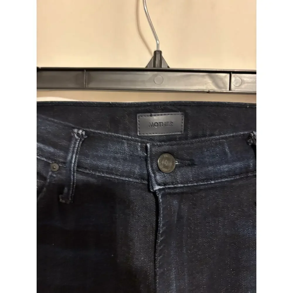 Mother Jeans 32 The Midsize Dazzler Ankle Dark Blue Stretch High Rise